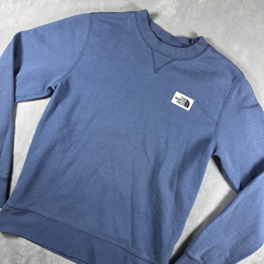 The North Face Womens Heritage Patch Crewneck Sweatshirt Blue Small NF0A52ZY - Picture 2 of 9